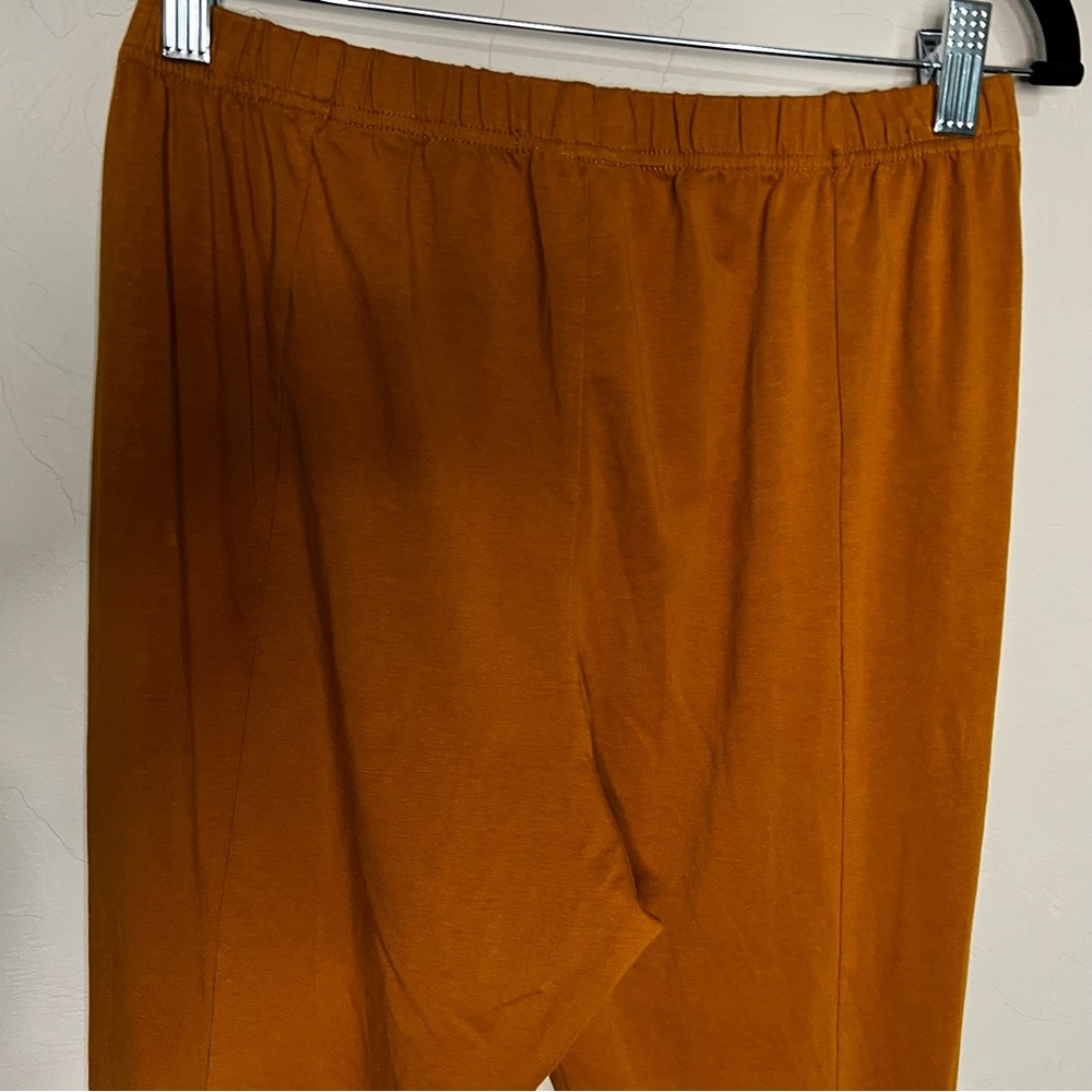 Yak N Yeti Rust Orange Pull On Boho Bell Bottom Flare Asymetrical Hem Pants - Picture 8 of 9